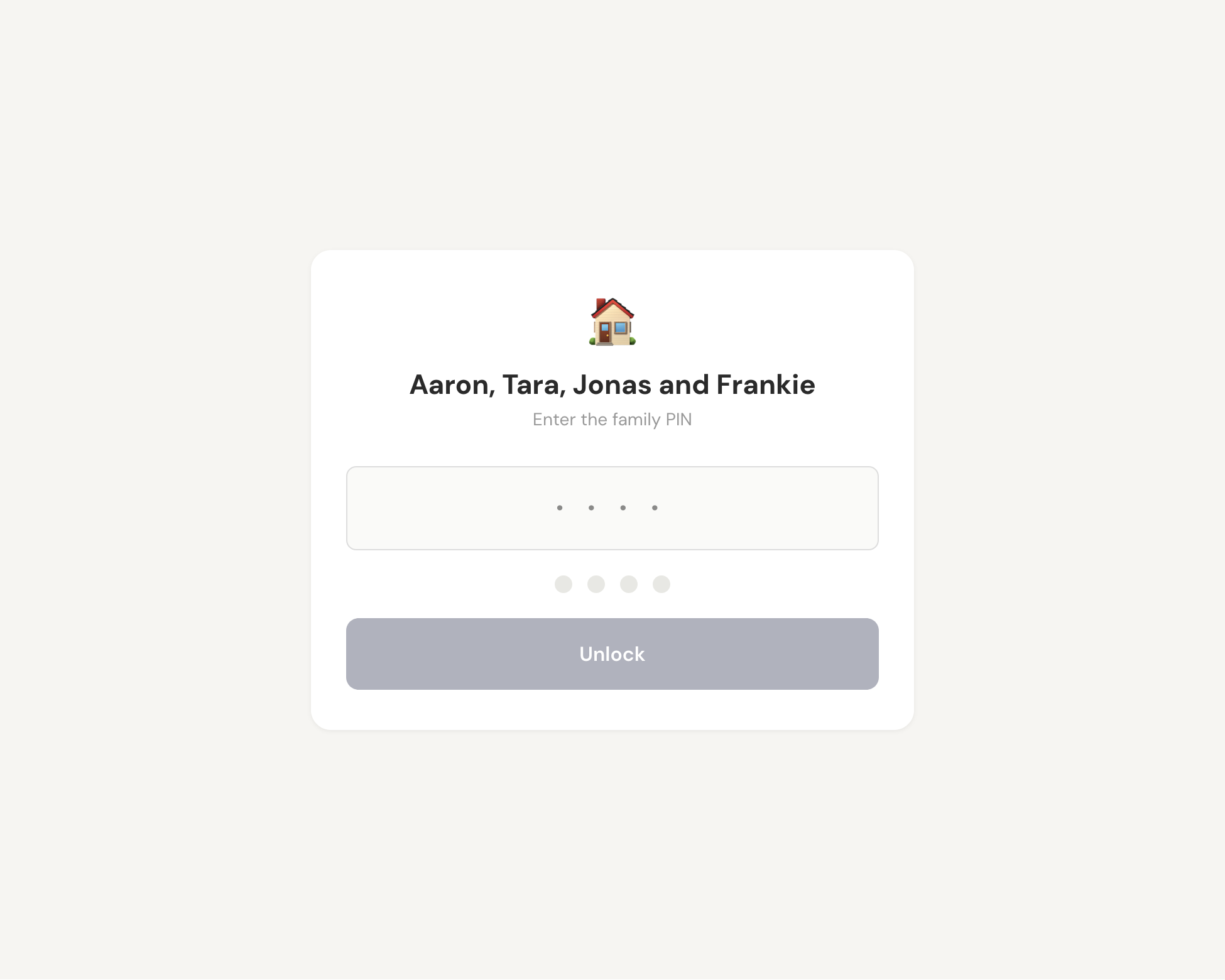 Login screen