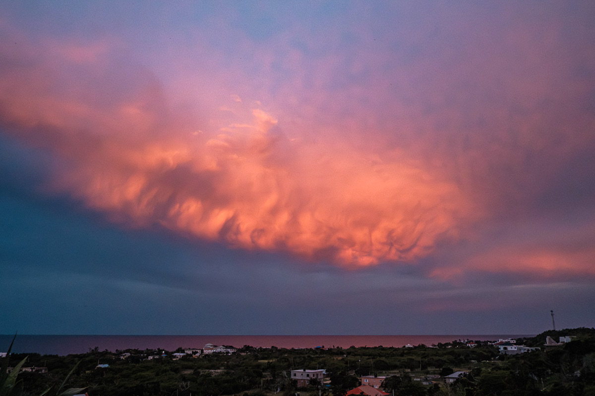 Cloudy sunset at Treasure Beach, Jamaica.
